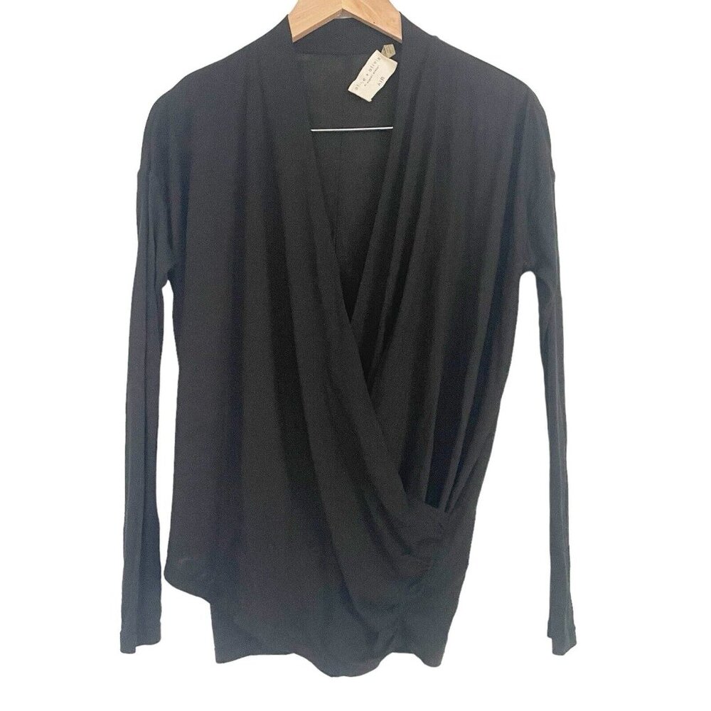 Alice + Olivia Air Stacey Bendet Womens XS Black Jersey Top Faux Wrap Balletcore